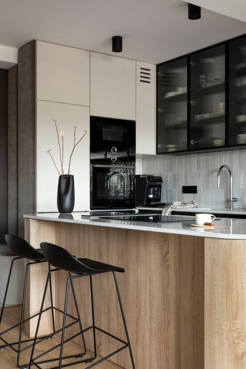 Keuken hout beige wrap