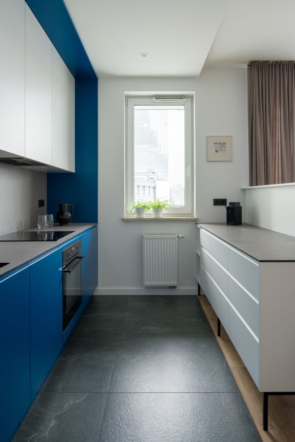 keuken blauw gewrapt
