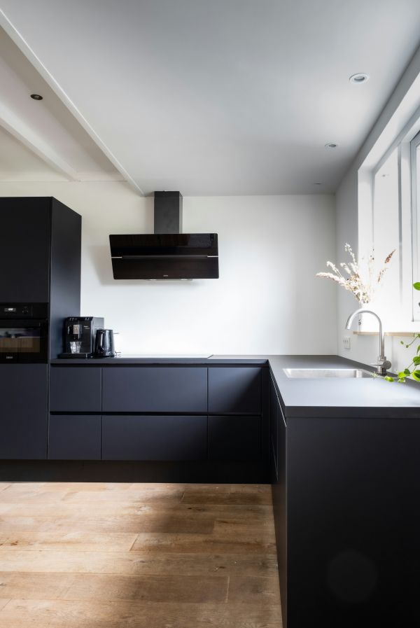 mat zwart keuken wrap